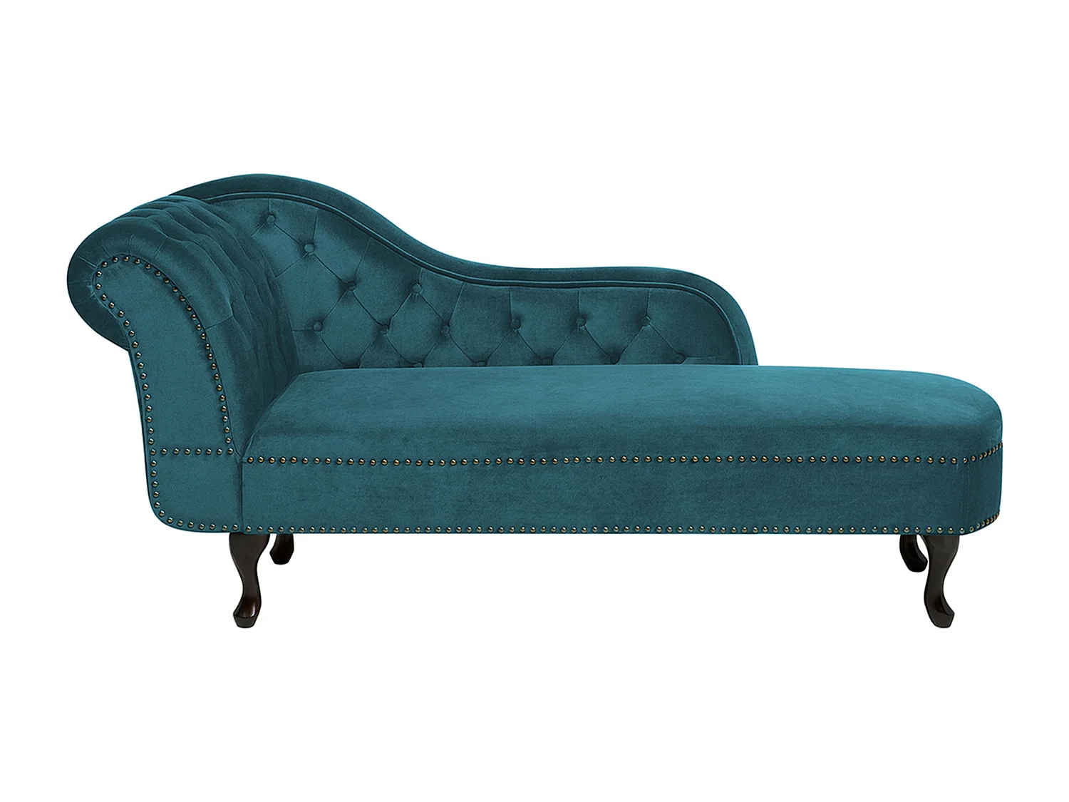 Chaise longue côté gauche NIMES Velours Bleu paon