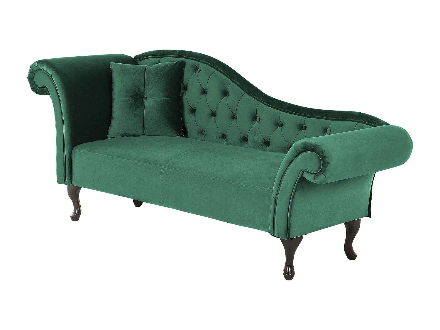 Chaise longue côté droite LATTES Velours Vert foncé
