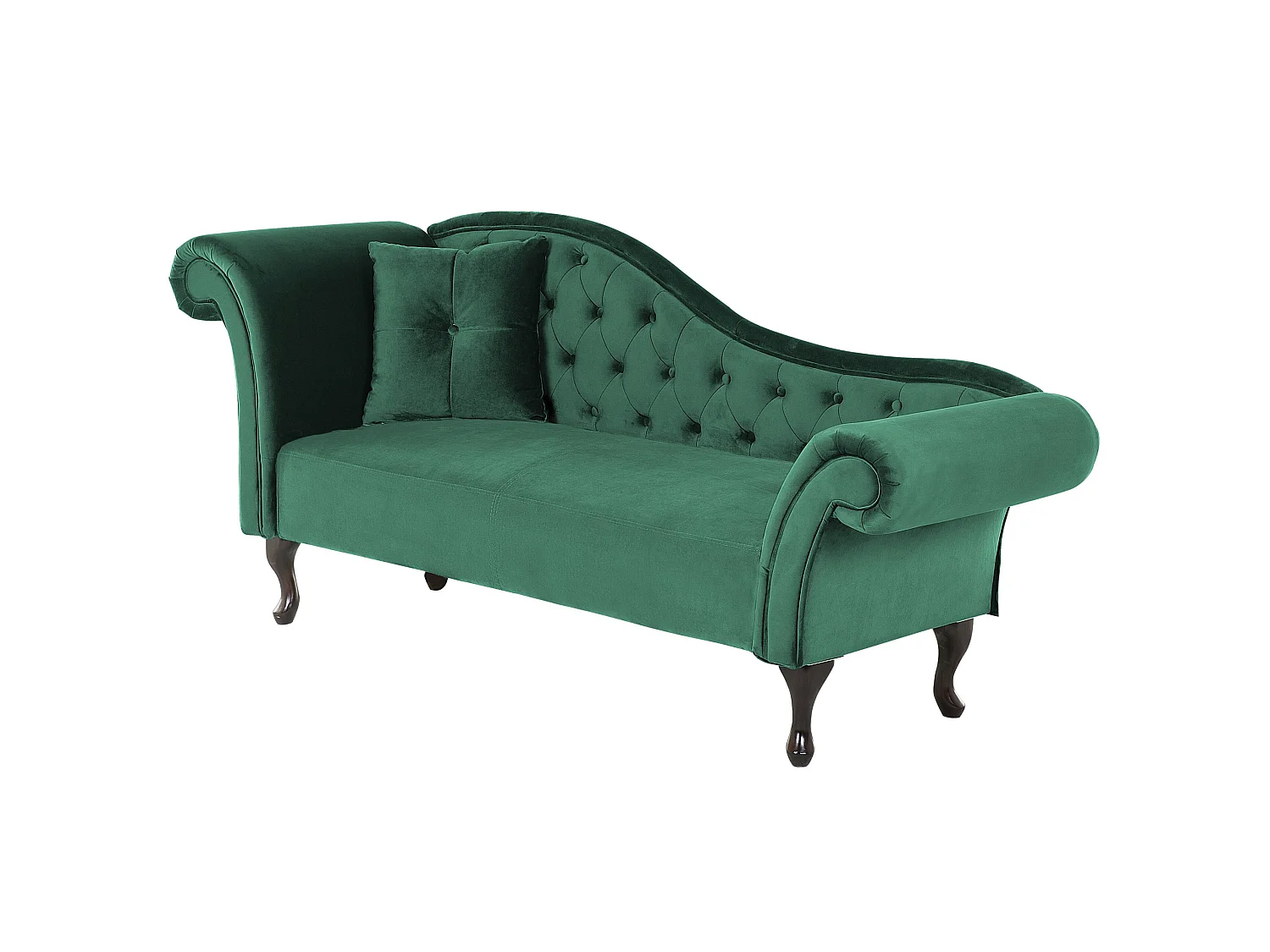 Chaise longue côté gauche LATTES Velours Vert foncé