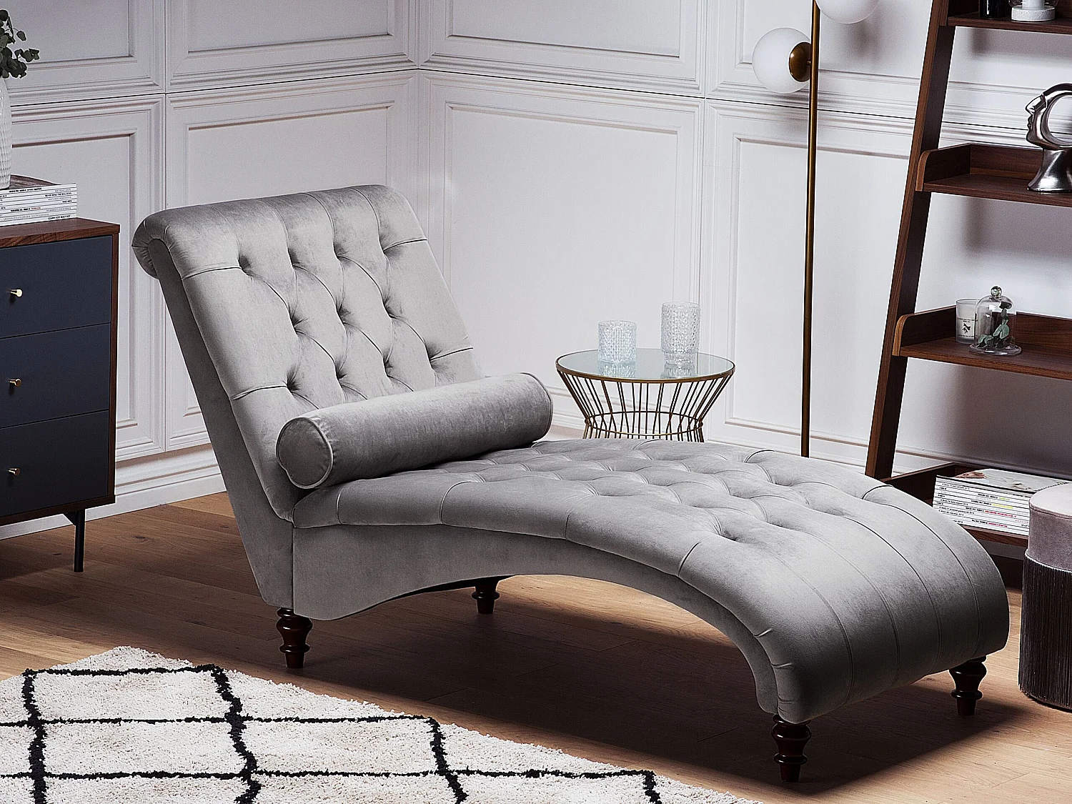 Chaise longue MURET Velours Gris