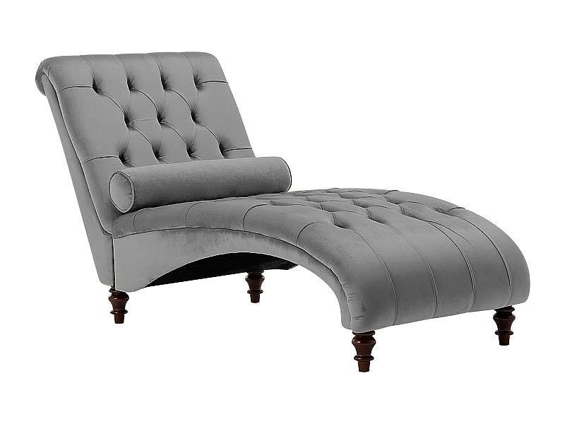 Chaiselongue MURET Samtstoff Grau