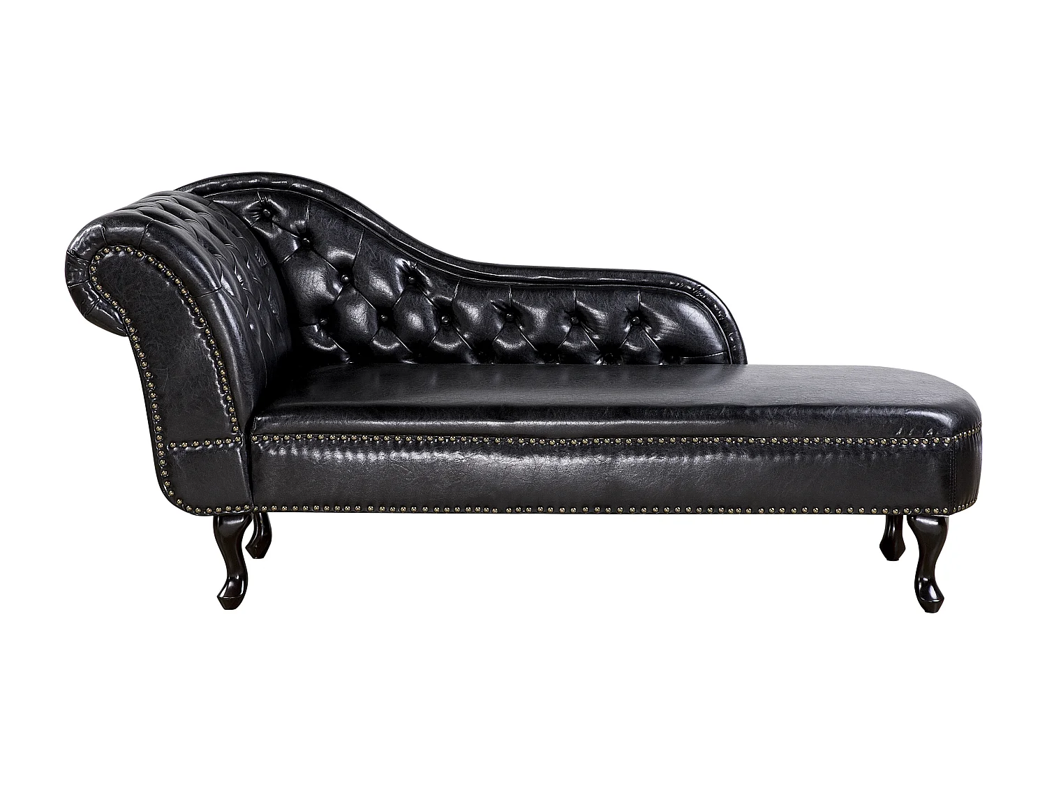 Chaise longue à esquerda NIMES Pele sintética Preto