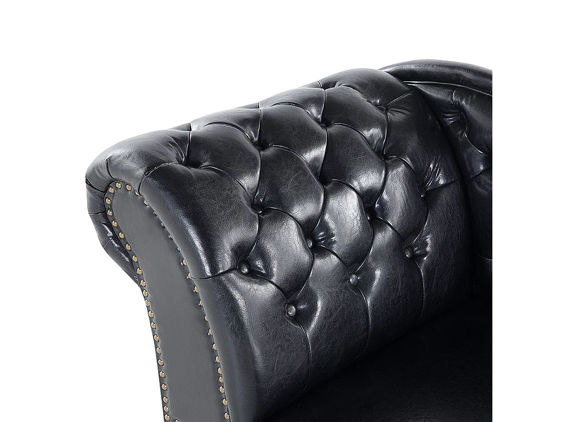 Chaise longue à esquerda NIMES Pele sintética Preto