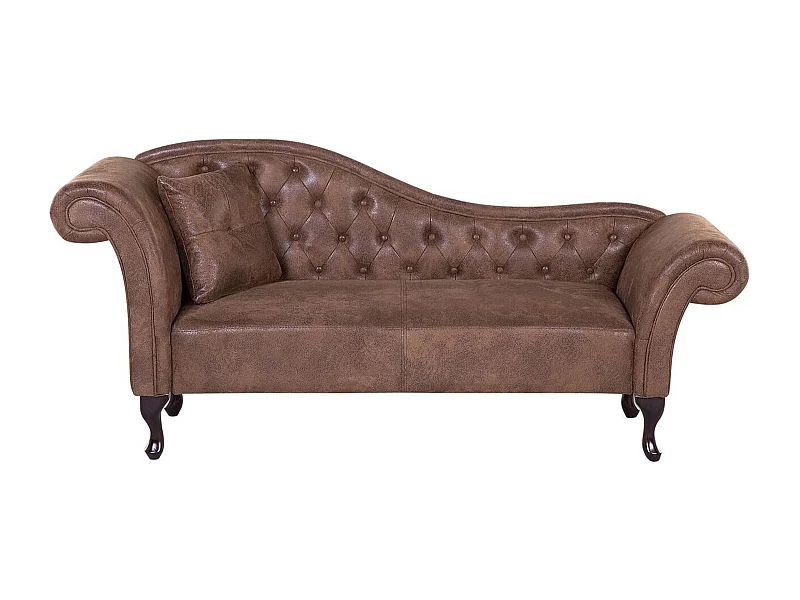 Chaise longue côté droite LATTES Daim synthétique Marron clair