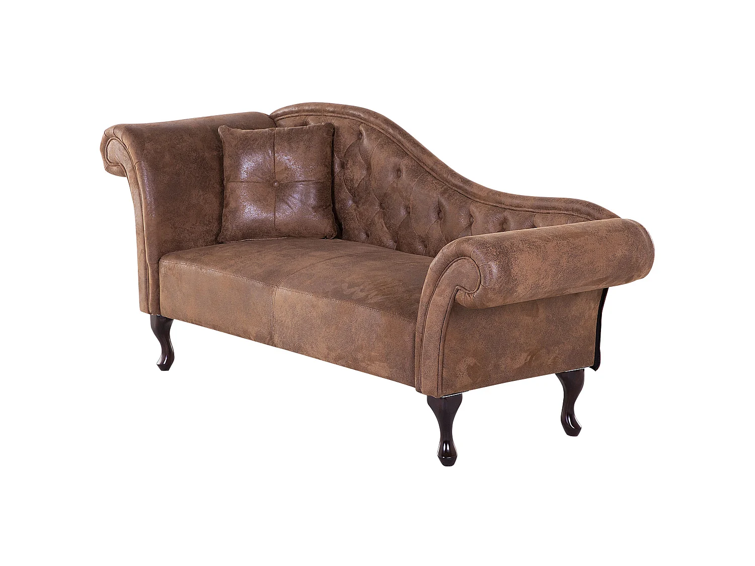 Left-Hand Chaise Longue LATTES Faux Suede Light Brown