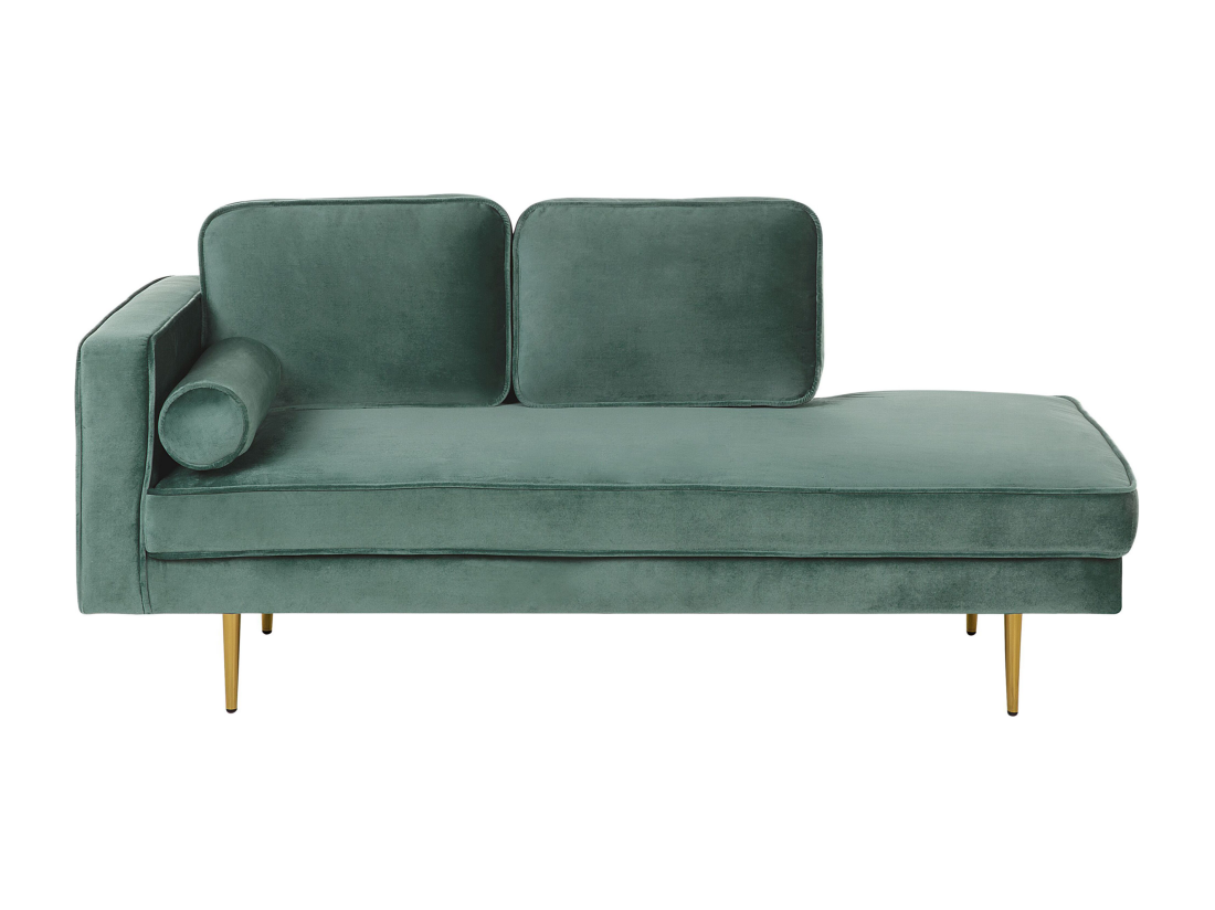 vente unique Chaise longue en velours vert menthe côté droite MIRAMAS