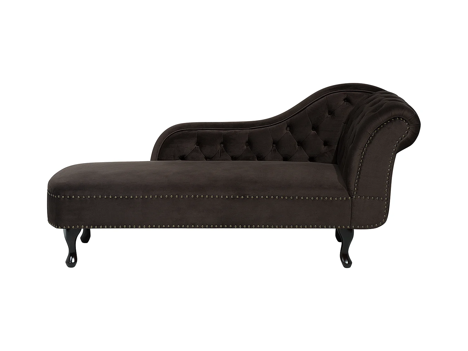 Chaise longue côté droit NIMES Velours Marron foncé