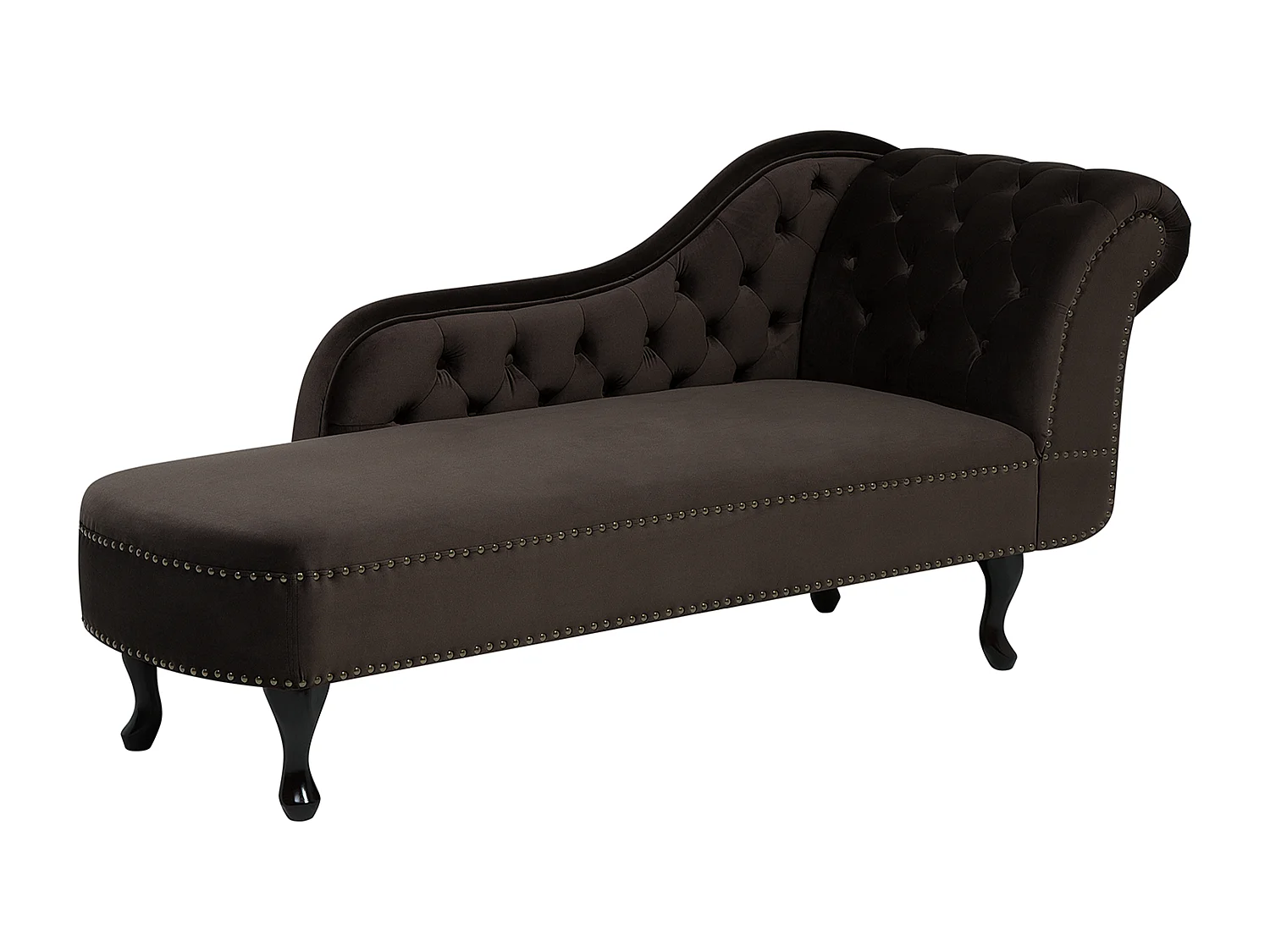 Chaise longue versione destra NIMES Velluto Marrone scuro