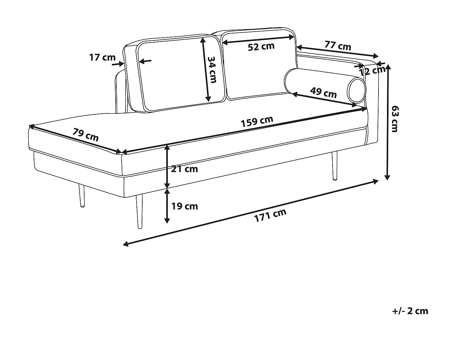 Chaiselongue Samt rosa rechts goldenes Gestell mit Nackenrolle modern Miramas
