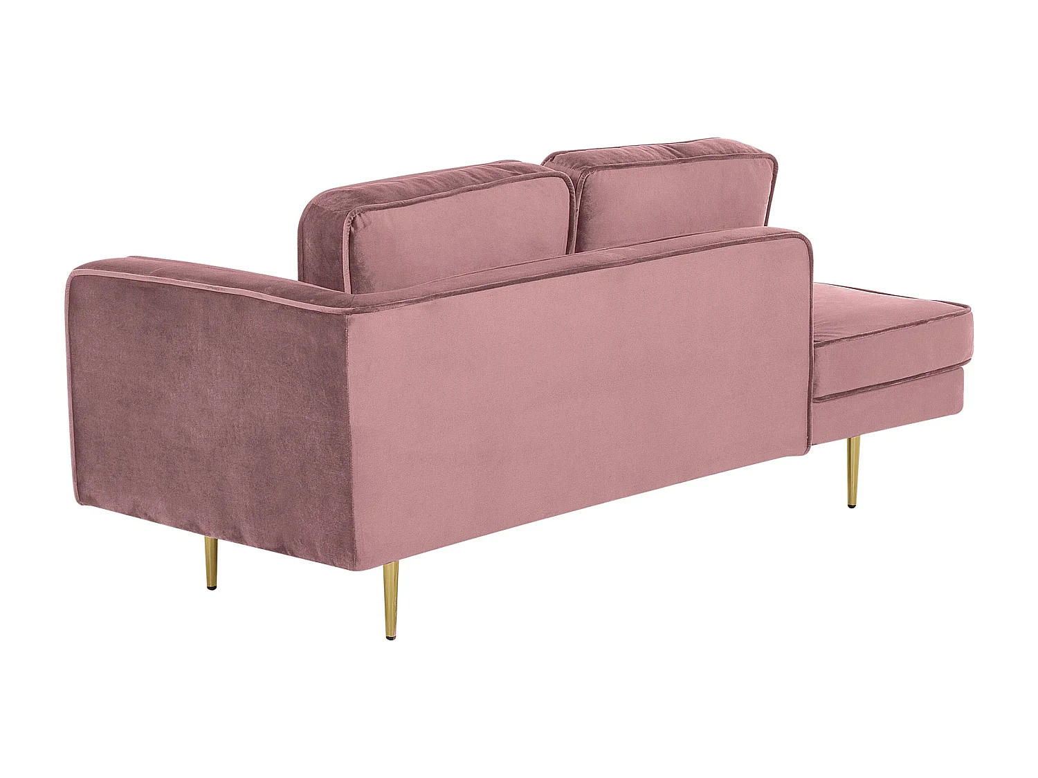 Chaiselongue Samt rosa rechts goldenes Gestell mit Nackenrolle modern Miramas