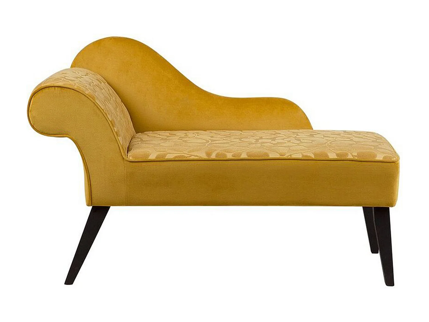 Chaise longue fluweel geel linkszijdig BIARRITZ