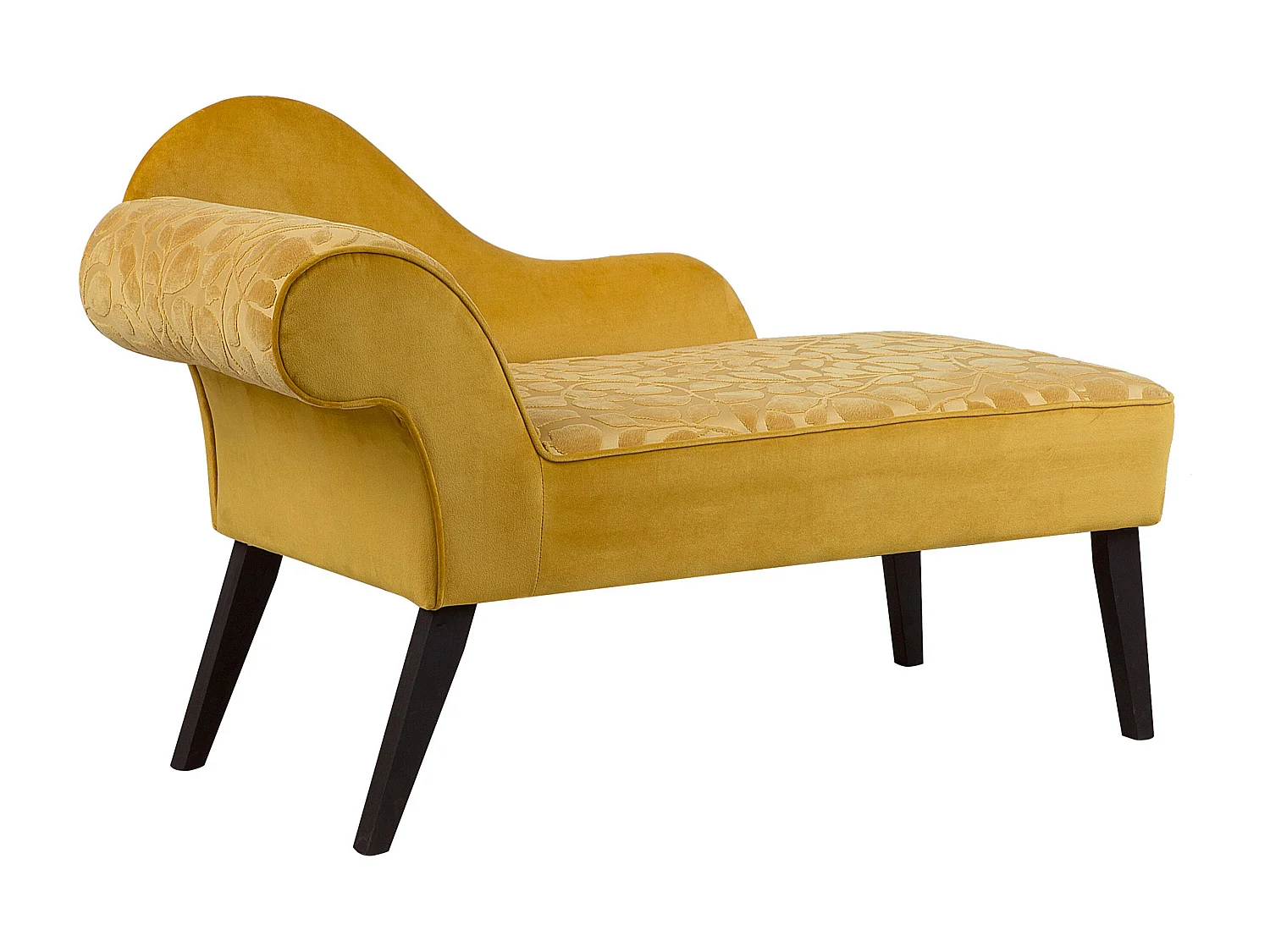 Chaise longue fluweel geel linkszijdig BIARRITZ