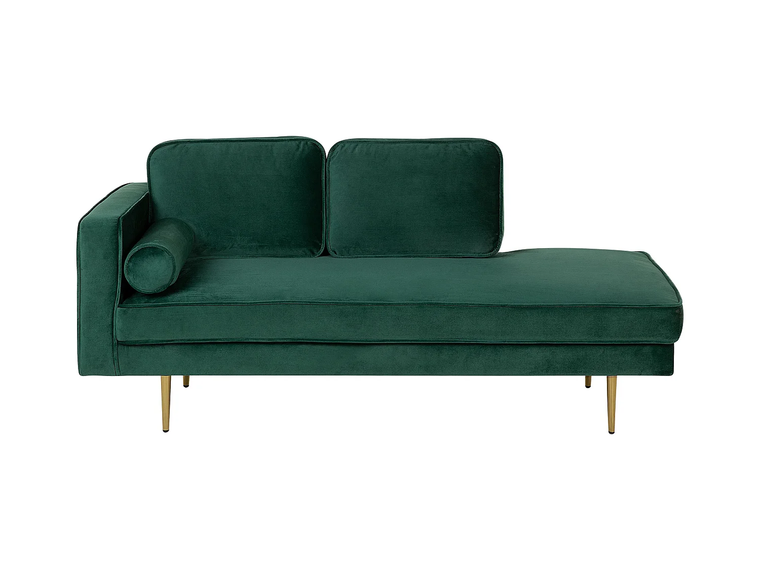 Chaise longue côté droite MIRAMAS Velours Vert émeraude