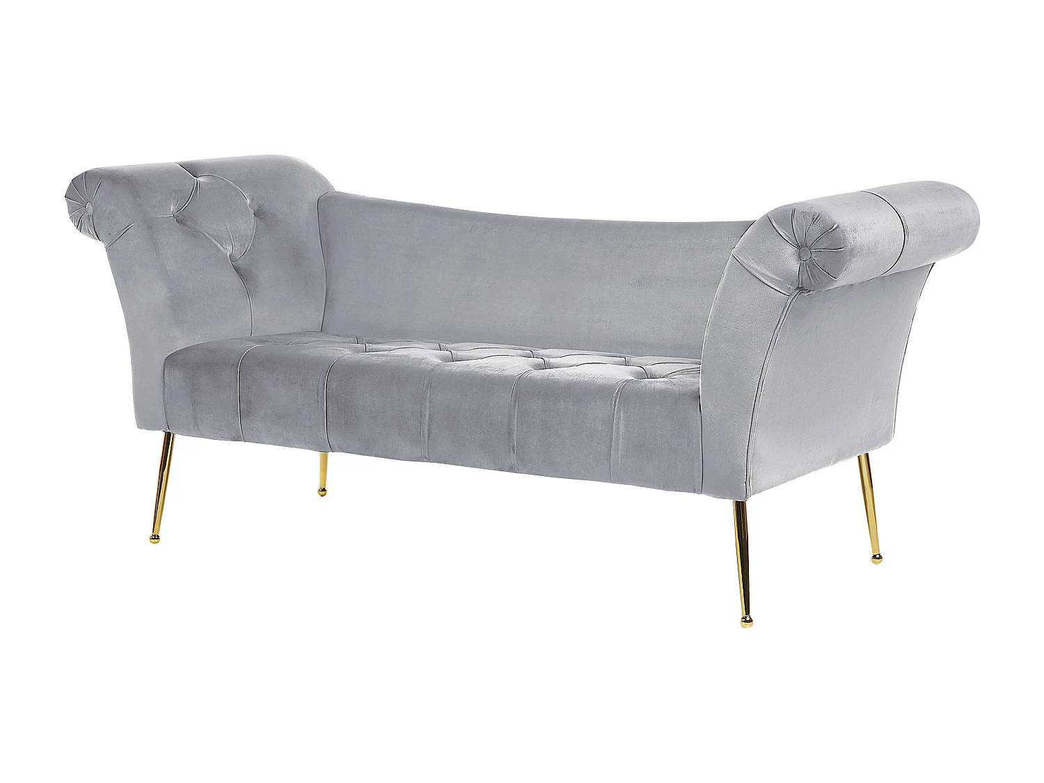 Chaise longue NANTILLY Fluweel Lichtgrijs