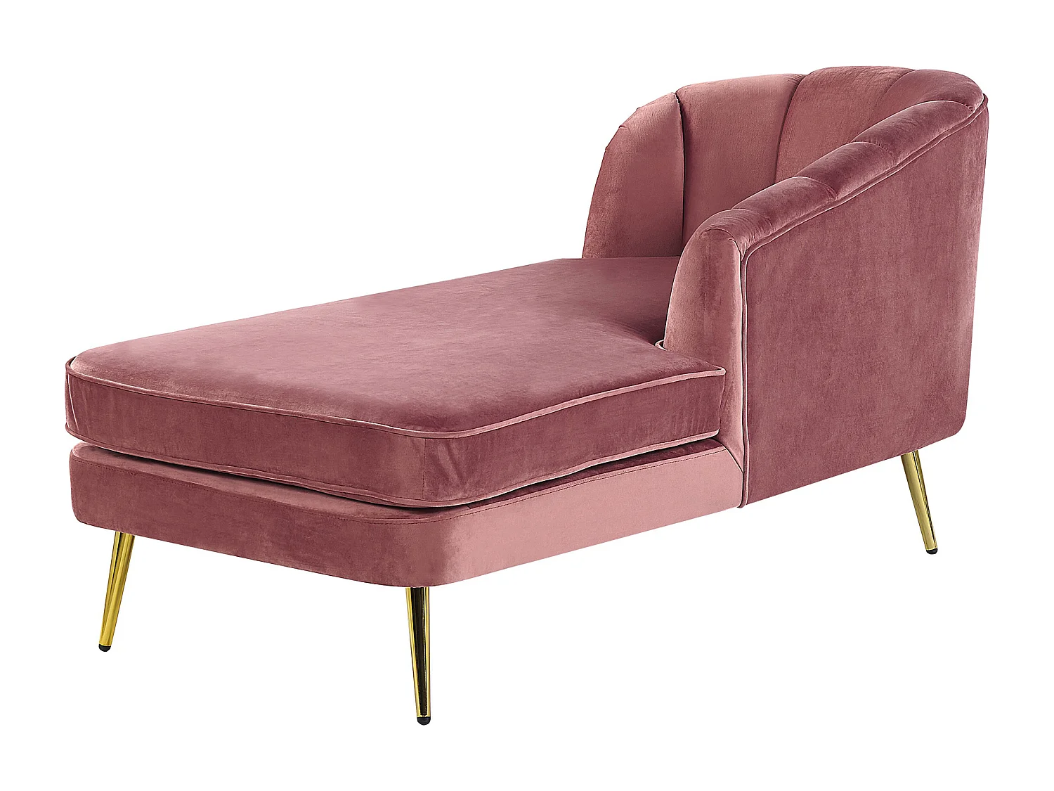 Chaise longue à esquerda ALLIER Veludo Rosa