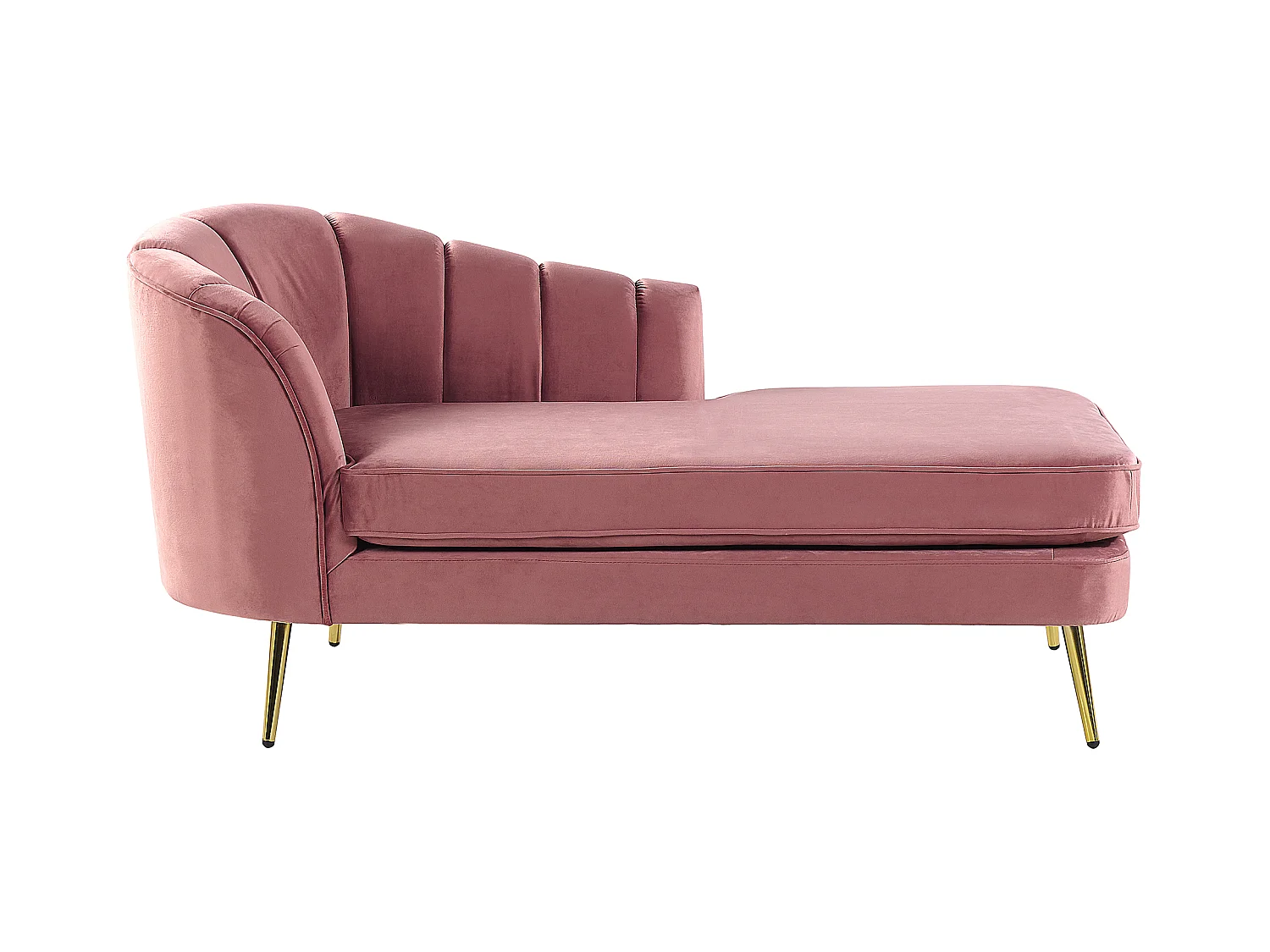 Chaise longue côté droite ALLIER Velours Rose