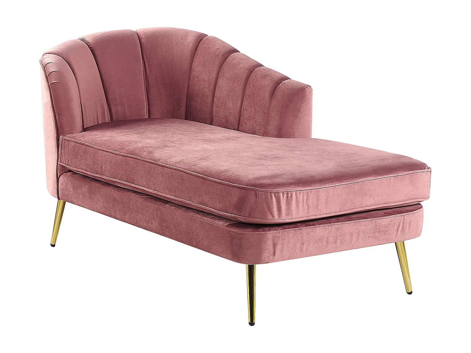 Chaise longue côté droite ALLIER Velours Rose