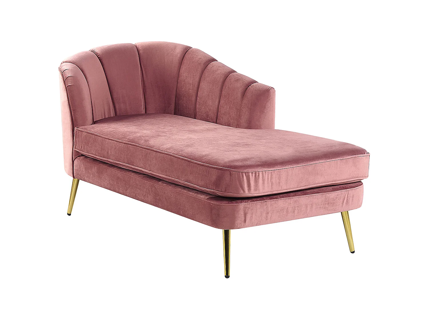 Chaise longue côté gauche ALLIER Velours Rose