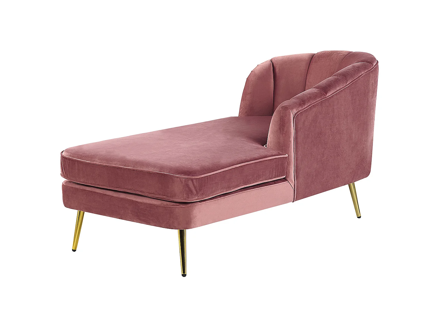 Chaise longue côté gauche ALLIER Velours Rose