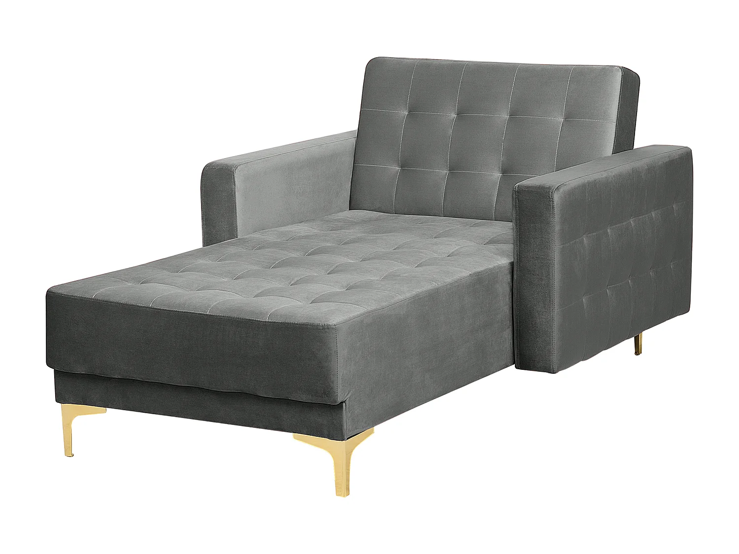 Chaise longue ABERDEEN Fluweel Grijs