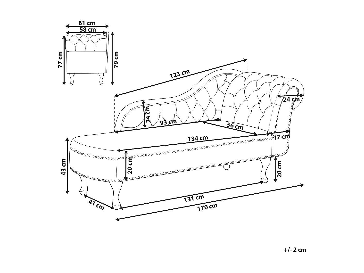 Rechtszijdige chaise longue NIMES Kunstleer Zwart