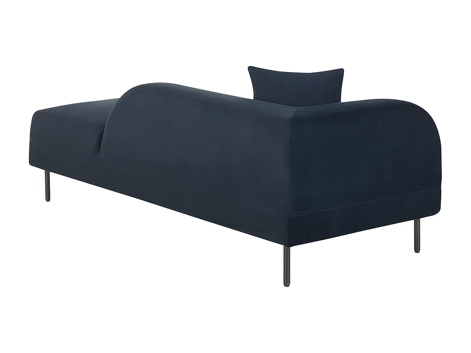 Chaiselongue Samt blau linksseitig mit Kissen Retro Stil Metallgestell Le Crau