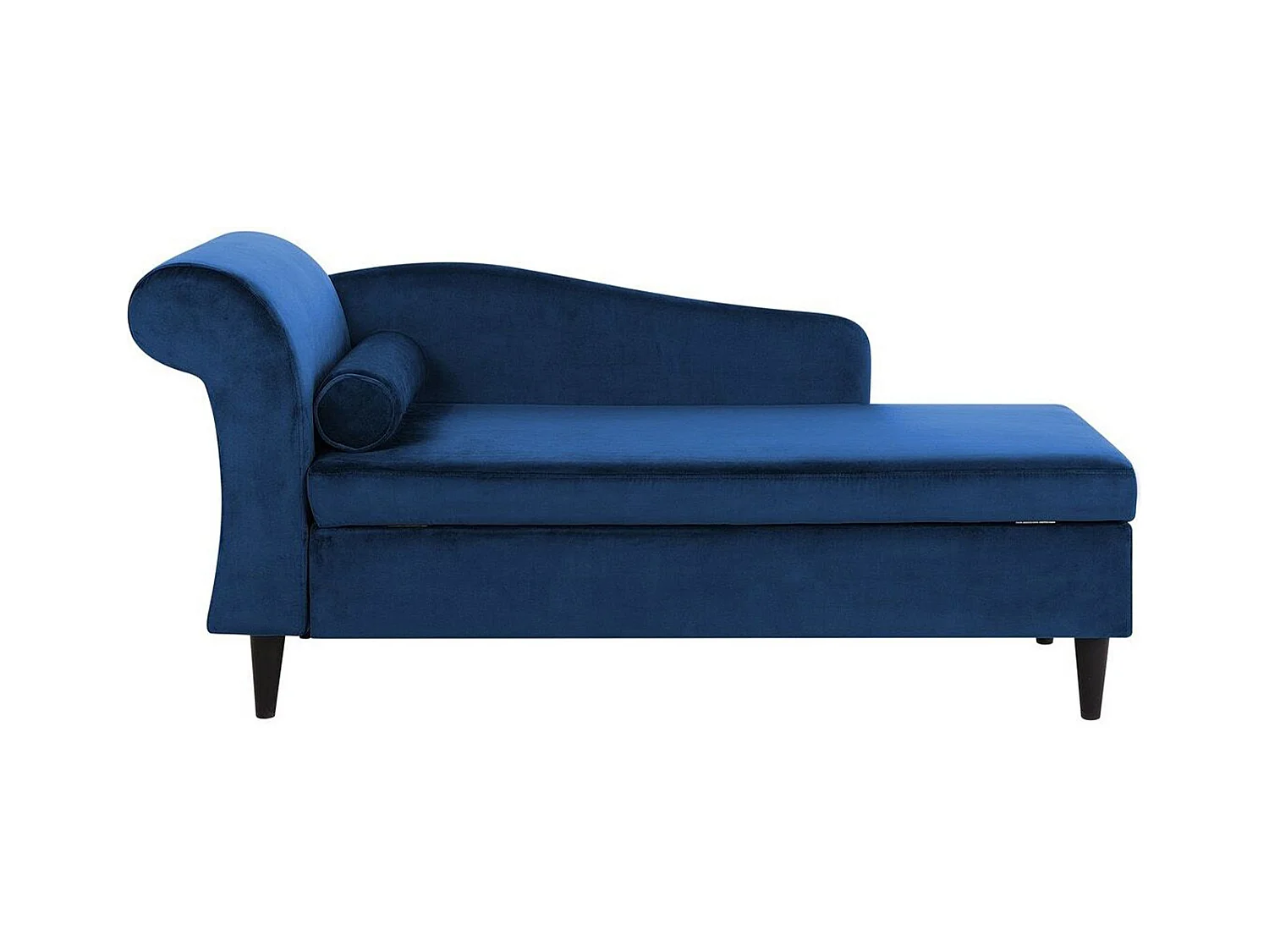 Chaise longue côté droite LUIRO Velours Bleu marine avec rangement
