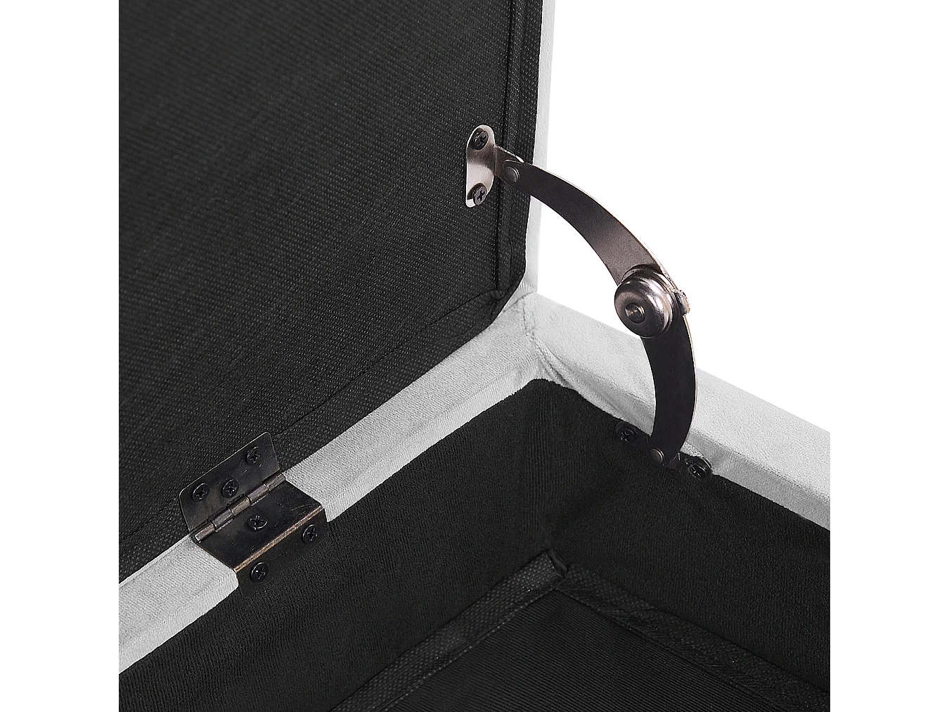 Szezlong prawostronny PESSAC Welur Jasnoszary ze schowkiem