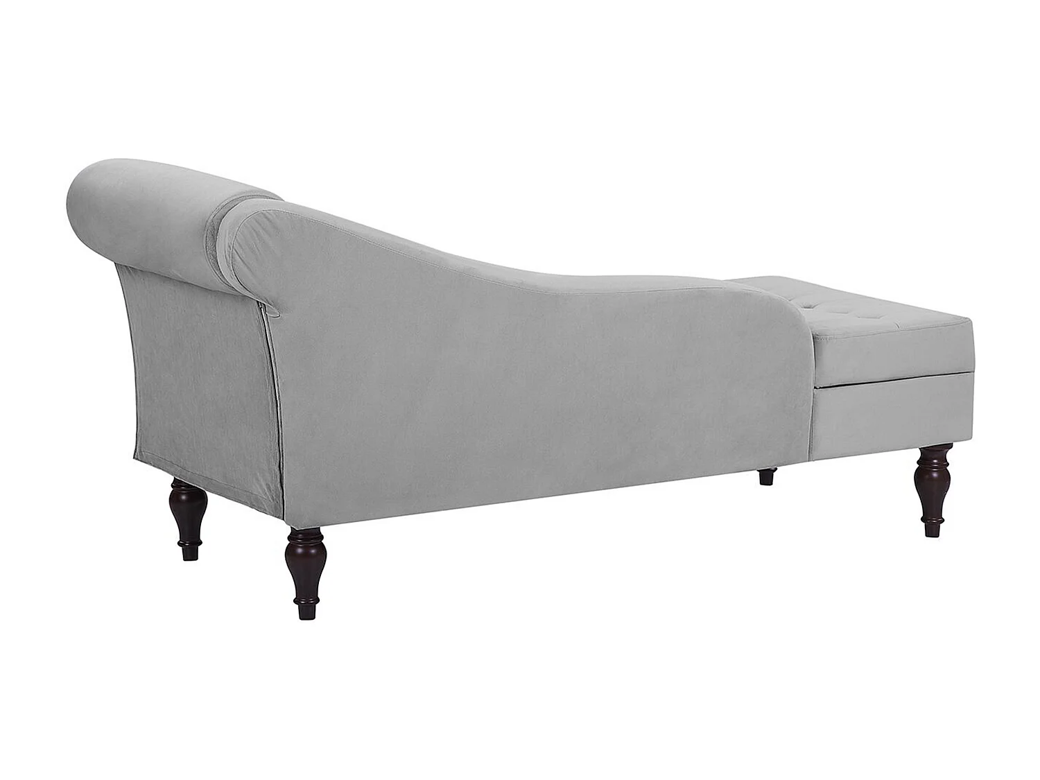 Chaise longue côté droit PESSAC Velours Gris clair avec rangement