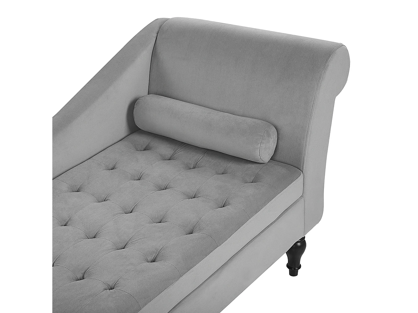 Chaise longue côté droit PESSAC Velours Gris clair avec rangement