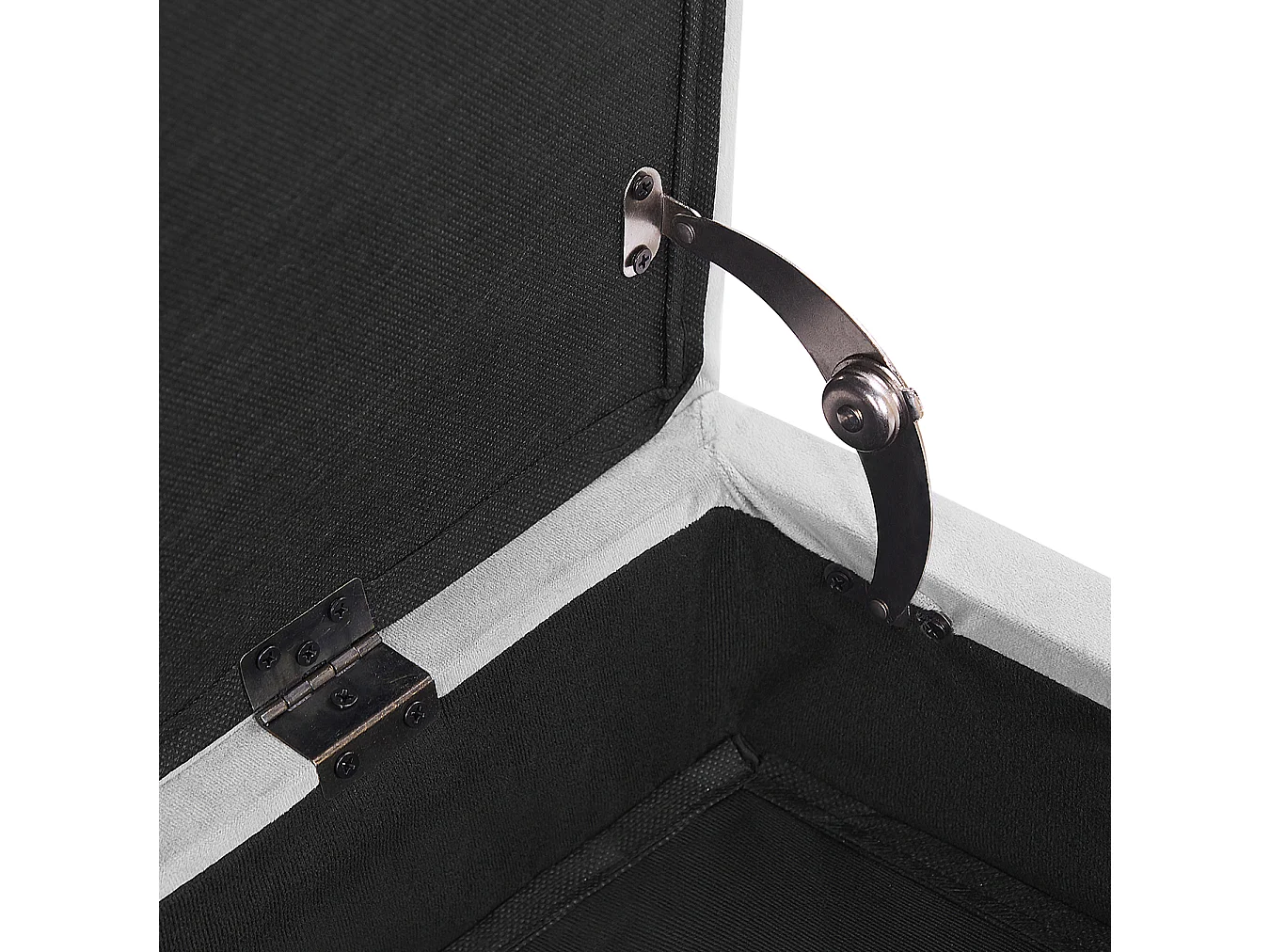 Chaise longue côté droit PESSAC Velours Gris clair avec rangement