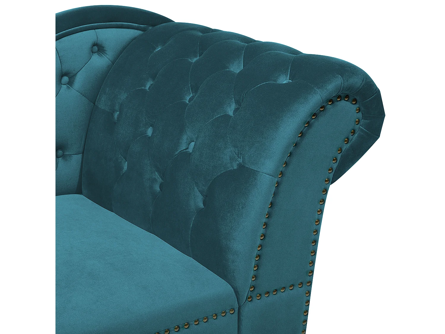 Chaise longue côté droit NIMES Velours Bleu paon