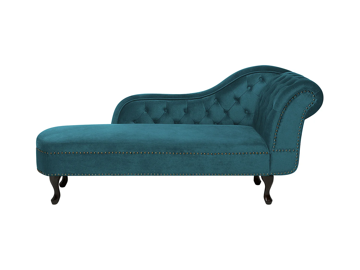 Chaise longue côté droit NIMES Velours Bleu paon