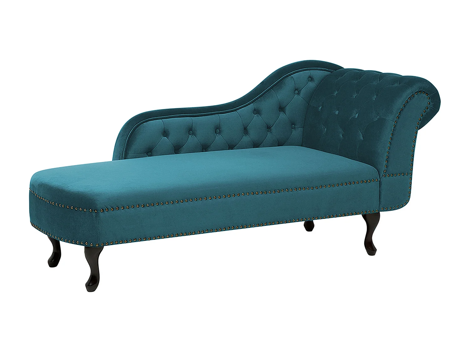 Chaise longue côté droit NIMES Velours Bleu paon