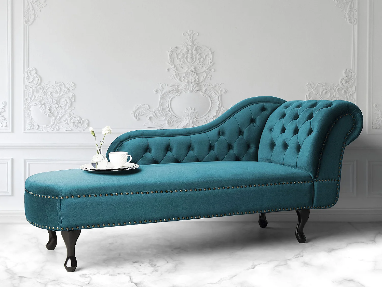 Right-Hand Chaise Longue NIMES Velvet Teal