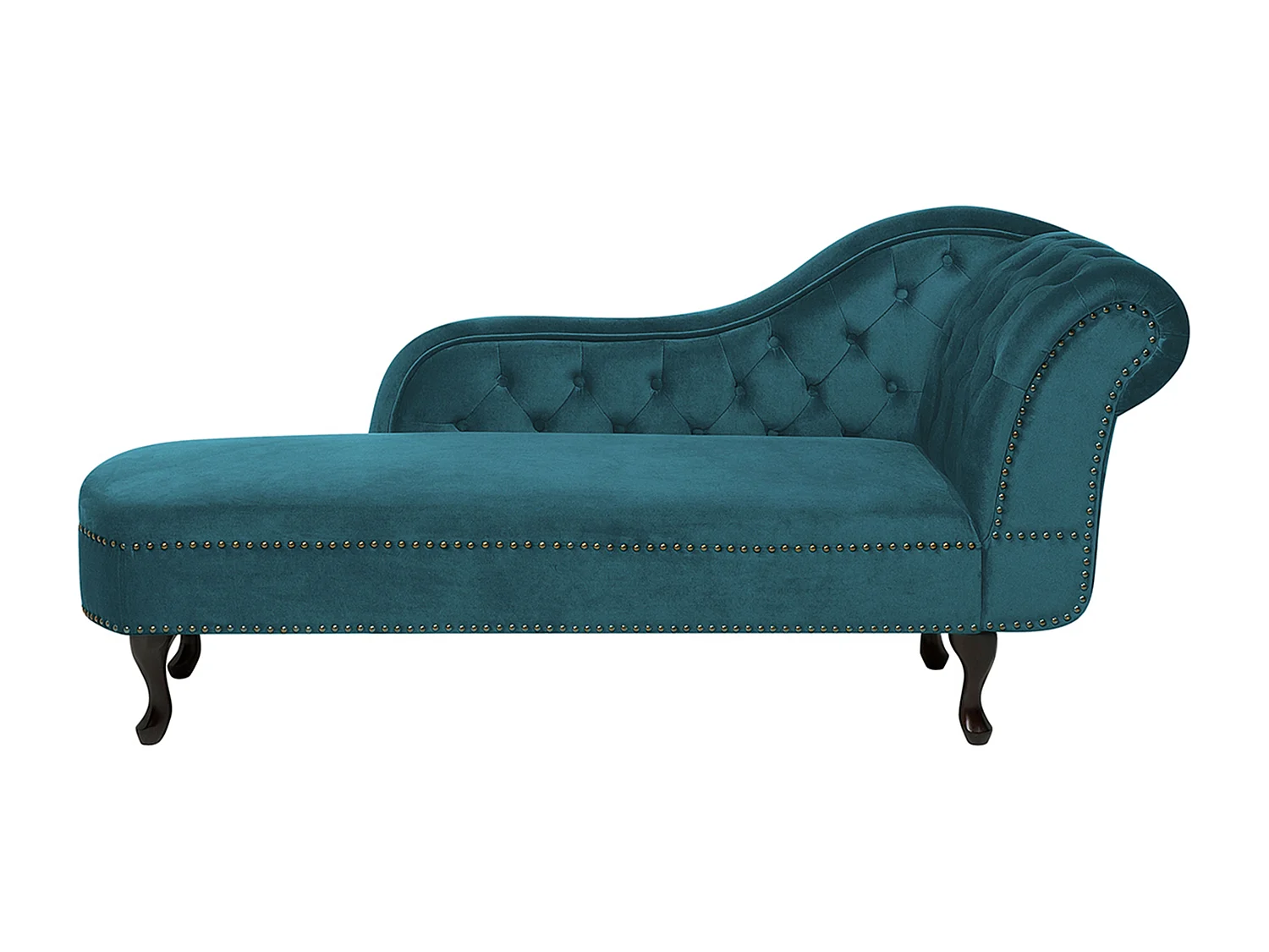 Rechtszijdige chaise longue NIMES Fluweel Blauwgroen