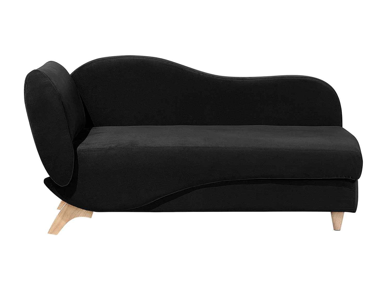 Chaise longue côté droit en velours noir MERI