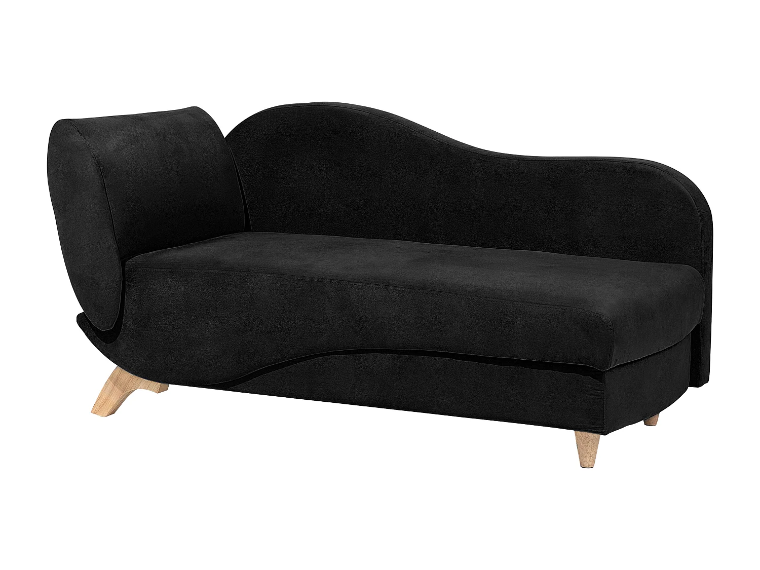 Chaise longue côté droit en velours noir MERI
