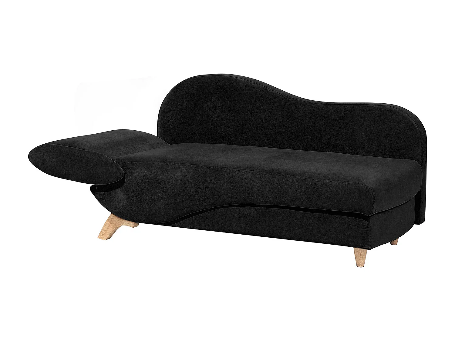 Chaise longue côté droit en velours noir MERI