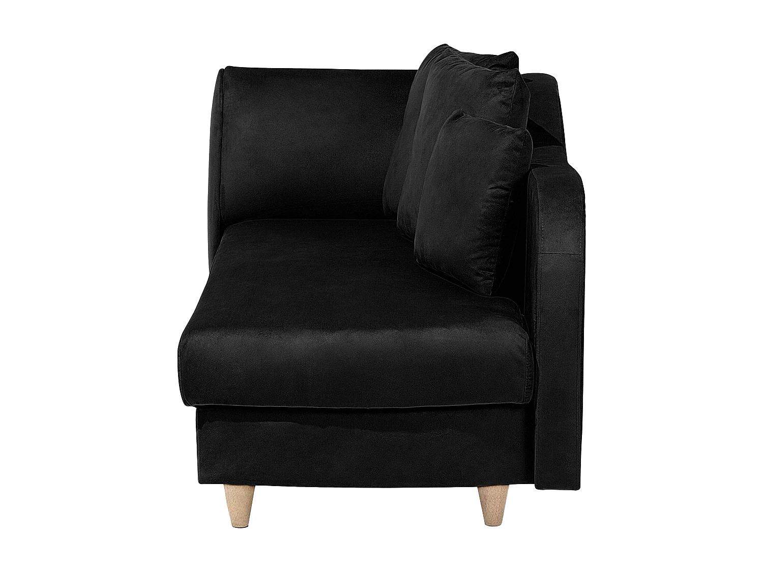 Chaise longue côté droit en velours noir MERI