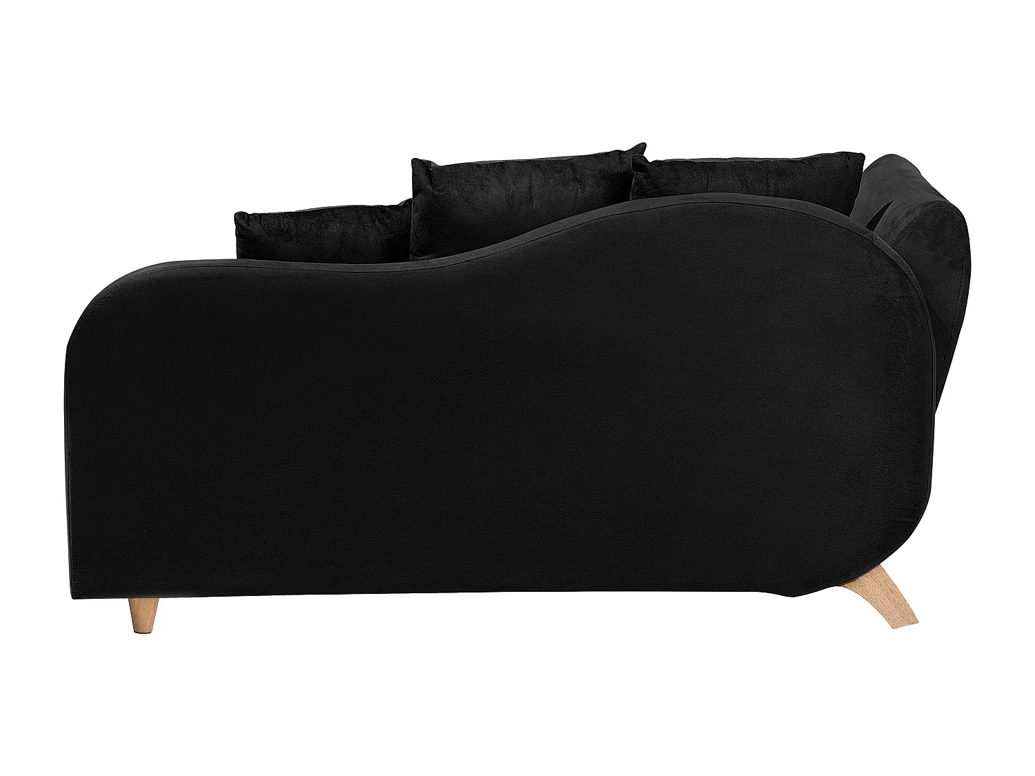 Chaise longue côté droit en velours noir MERI