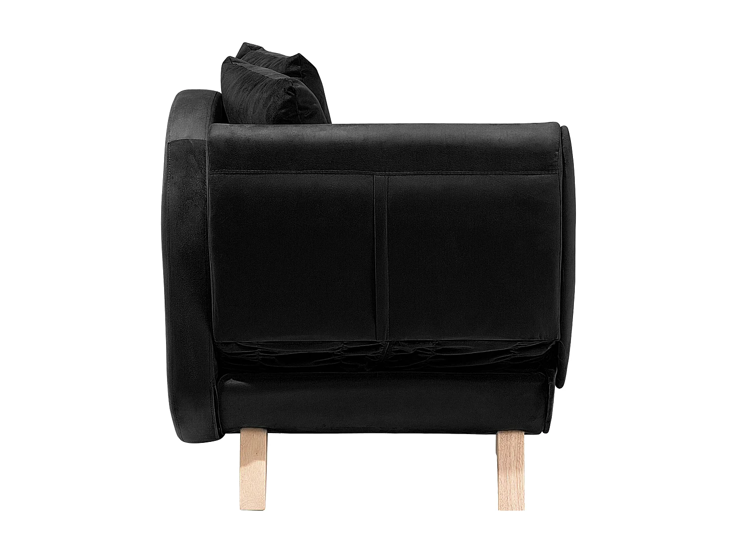 Chaise longue côté droit en velours noir MERI