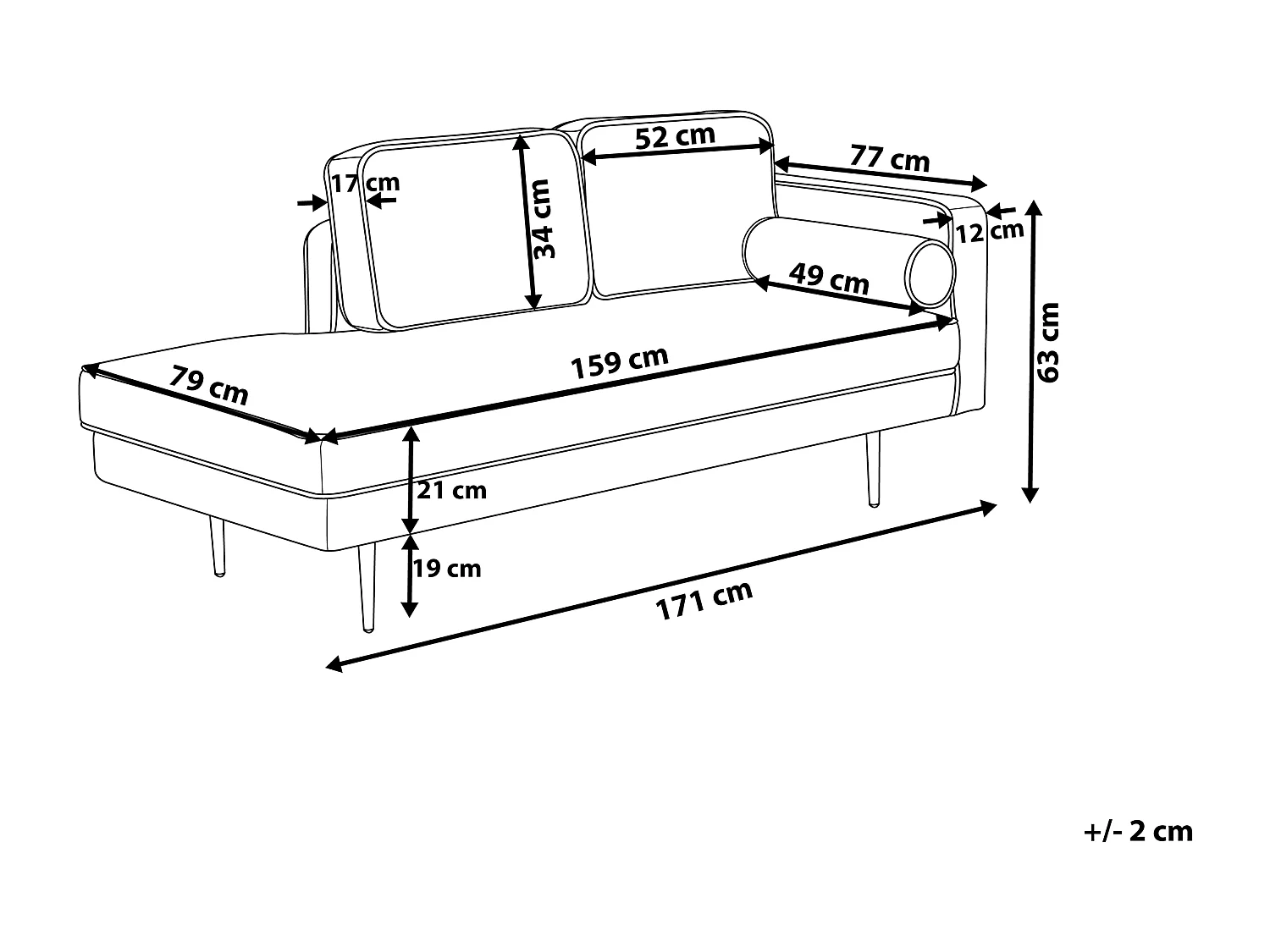 Chaise longue versione destra MIRAMAS Velluto Blu marino