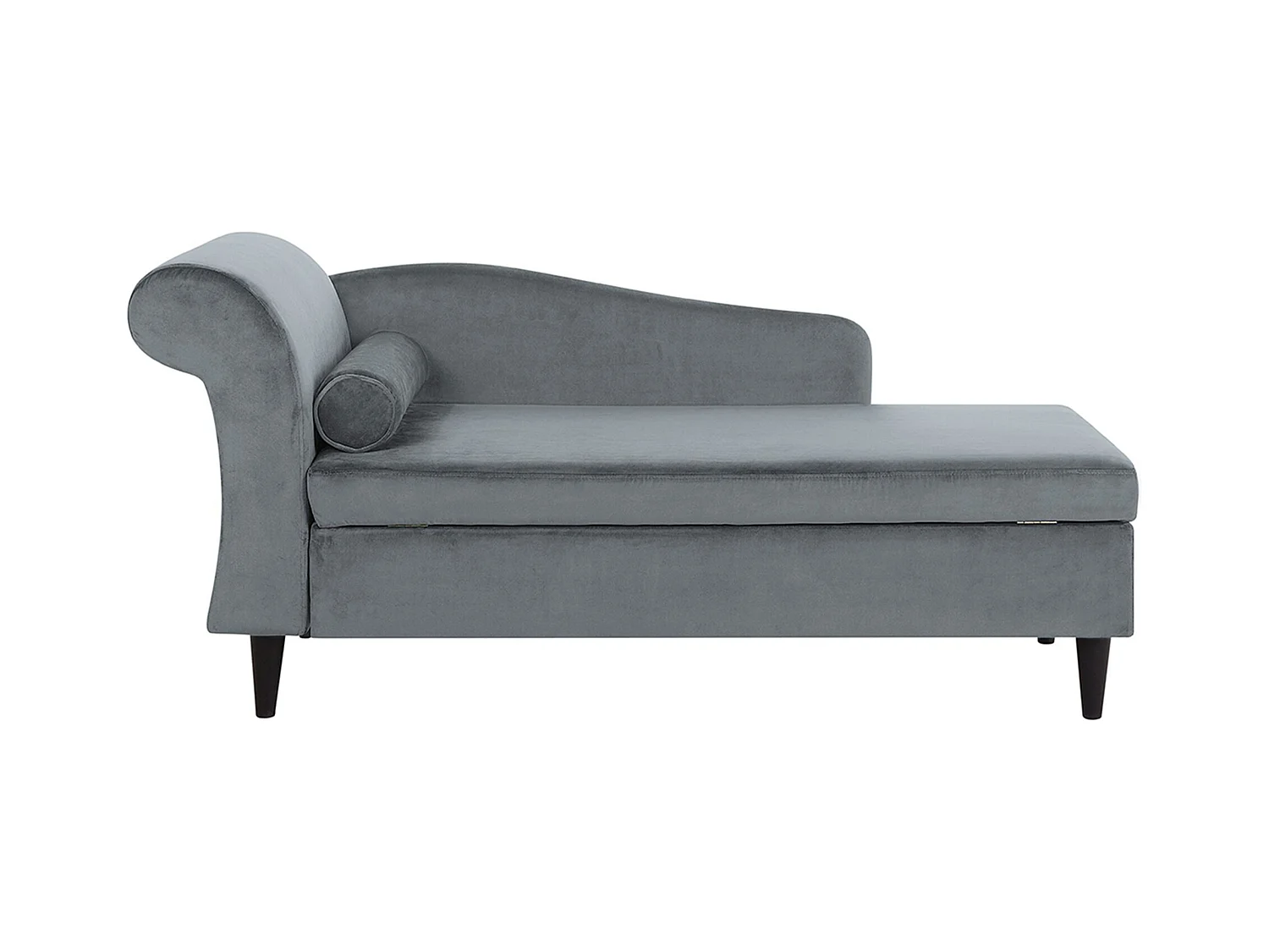 Chaise longue côté droite en velours gris clair LUIRO