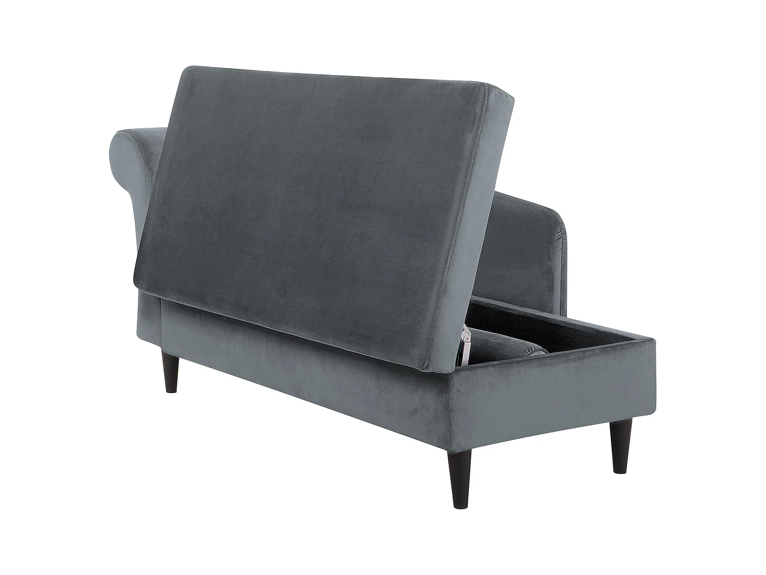 Chaise longue côté droite en velours gris clair LUIRO
