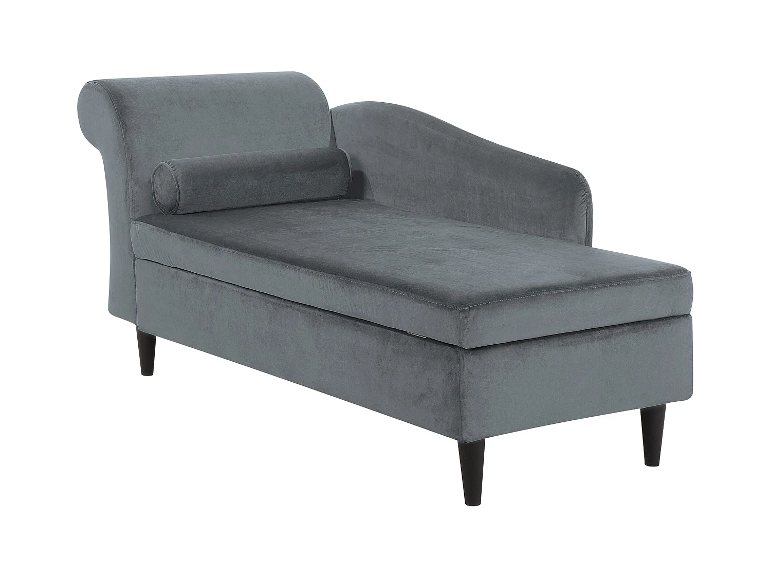 Chaise longue côté droite en velours gris clair LUIRO
