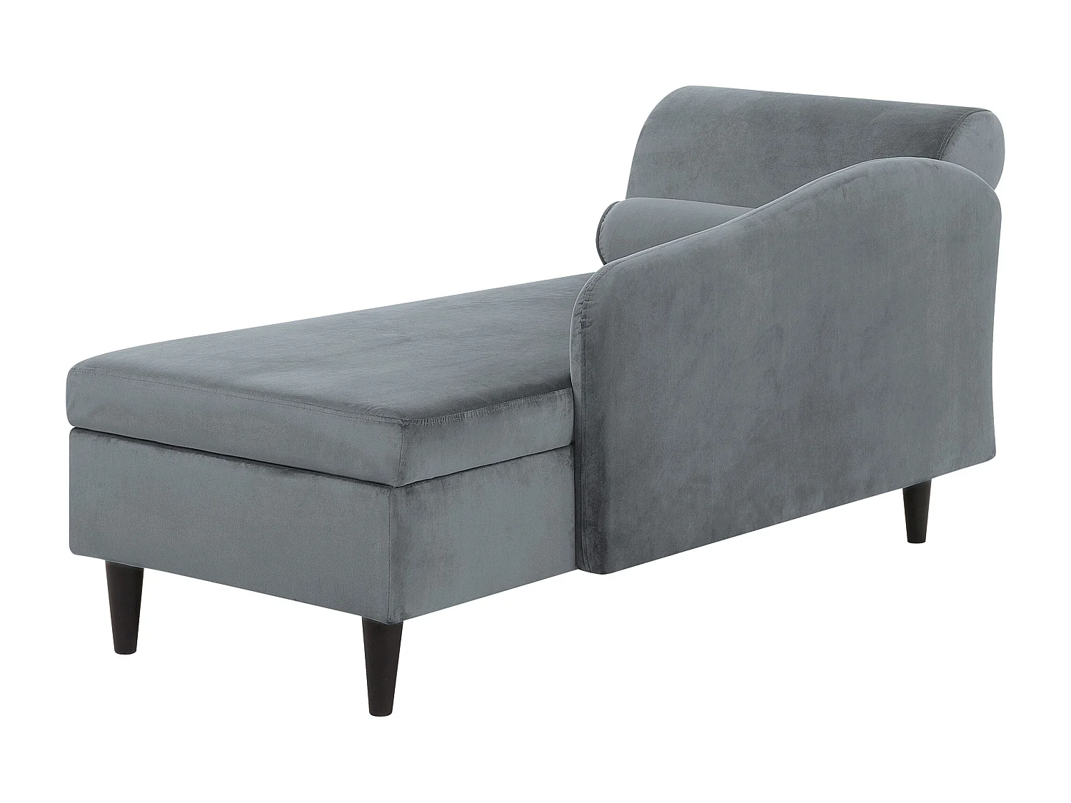 Chaise longue côté droite en velours gris clair LUIRO