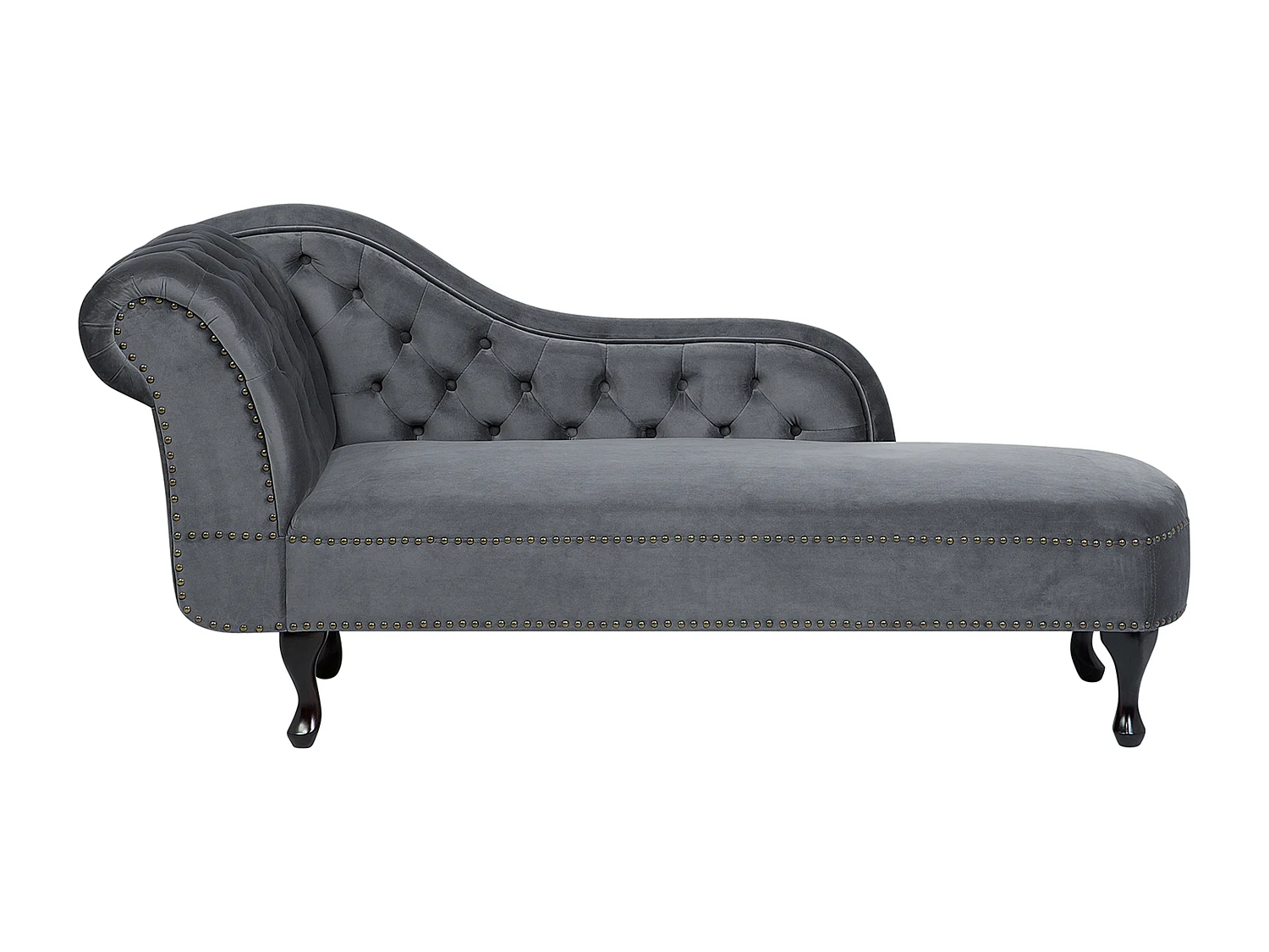 Linkszijdige chaise longue NIMES Fluweel Grijs