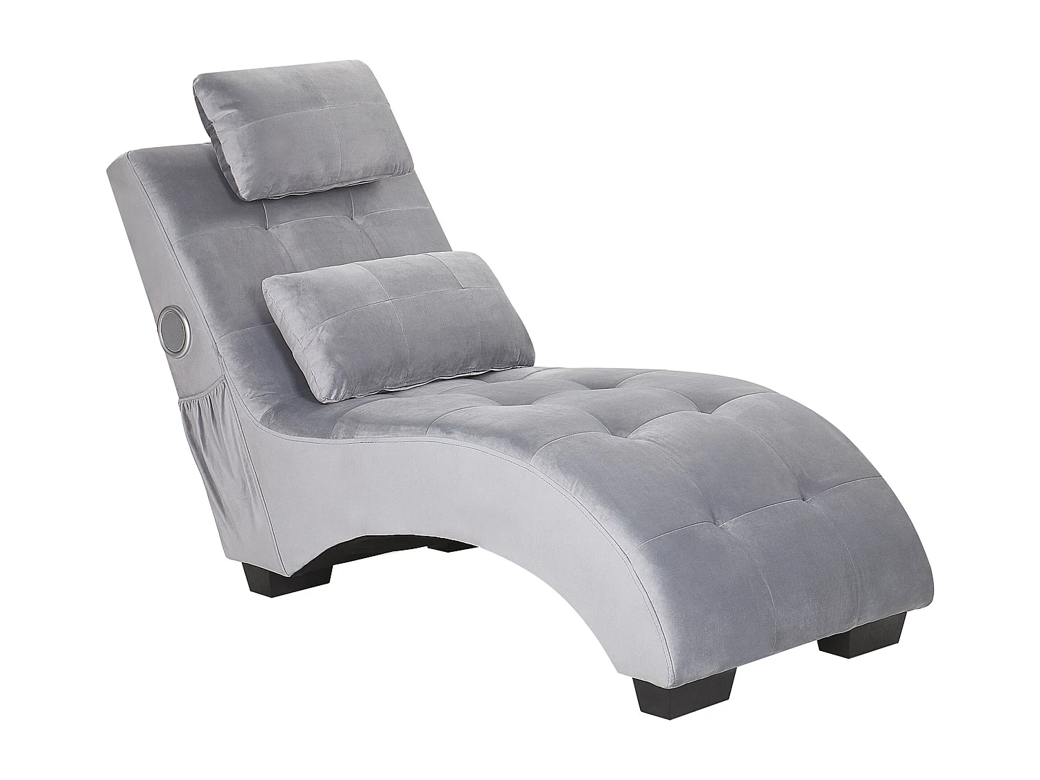 Chaiselongue SIMORRE Samtstoff Grau mit Bluetooth-Lautsprecher