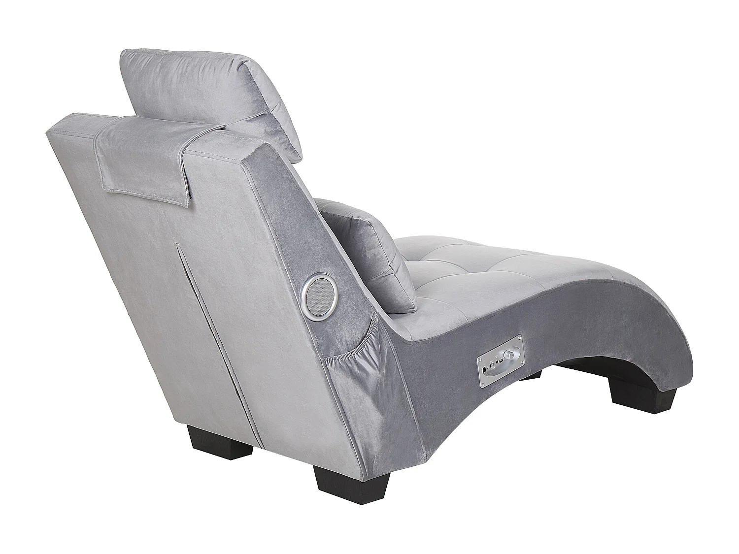 Chaiselongue SIMORRE Samtstoff Grau mit Bluetooth-Lautsprecher